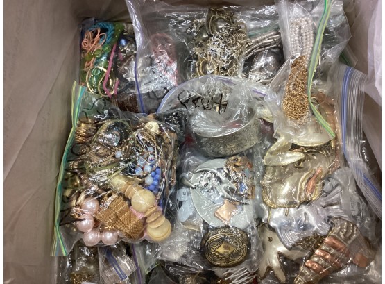Box #23  20lbs 14oz Of Miscellaneous Bagged Jewelry Unsorted, See Pictures
