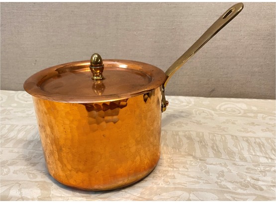 MAUVIEL  Hammered Copper Saucepan Made In France