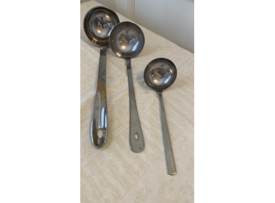 A Group Of THREE Stainless Steel Ladles - WMF Cromargan  & More