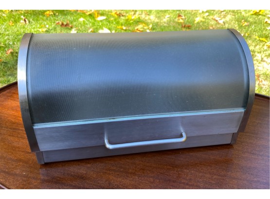 A Stainless Steel Roll Top Bread Box - 16' Long X 8.5'h