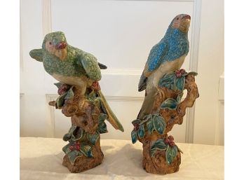 A PAIR Of Decorative PARROT Figurines - Approximately 6'w X 12'h