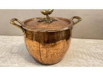 A RUFFONI Copper Stock Pot With Acorn Knob 4.75 Qt. Made In Italy