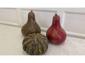 A Perfect Pair Of Faux Gourds & Pumpkin
