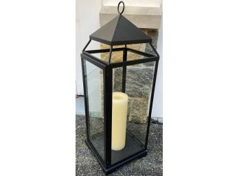 Metal Lantern With Candle 10' Square Base X 28'h