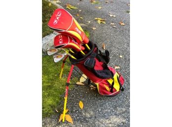PING Golf Bag & Clubs  For Kids - PING PAL Yellow Flex Club, Sand Wedge, Putter & More