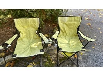 A PAIR Of Folding Chairs With Cup Holder