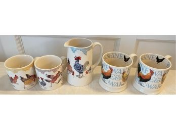 A Group Of  Mugs  And Milk Pitcher  - Bridgewater - Burleigh  Made In England