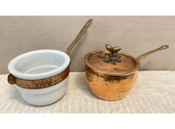 Ruffoni Copper Pot With Acorn Lid & APILCO Insert Double Boiler Or Braiser  - Made In Italy