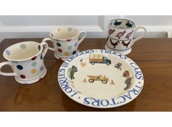 A Group Of Emma Bridgewater - 3 Mugs,  Bowl  - Made In England