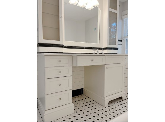 A Composite Top Vanity, Waterworks Hardware, Kohler Undermount Sink & Mirrored Medicine Cabinets - Primary 2