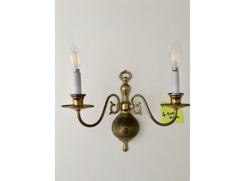 A Vintage Brass Double Candle Light Sconce