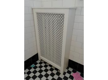 A Wood And Metal Radiator Cover - Powder Room