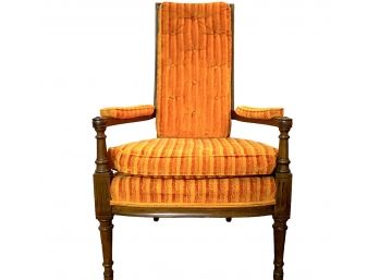 Hollywood Regency Bright Orange High Back Armchair By Fairfield 27' X 23' X 43.5'