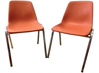 Pair MCM Samsonite Orange Chairs 17' X 19' X 30'