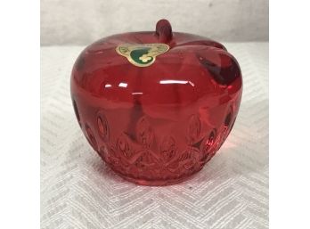 Waterford Crystal Red Apple Paperweight Collectible (#1) 2'H