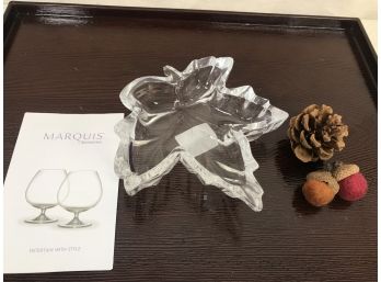Crystal Maple Leaf Shallow Dish Clear (#1) Marquis By Waterford - New In Box