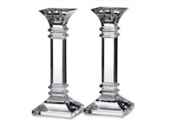 Marquis Treviso Pair Of 8' Crystal Candlesticks- NEW In Box!  Waterford MSRP $75