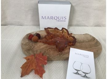 Crystal Maple Leaf Dish Amber (#2) Marquis By Waterford NEW In Box!
