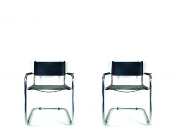 Pair - Modernist Sling Chairs Made In Italy