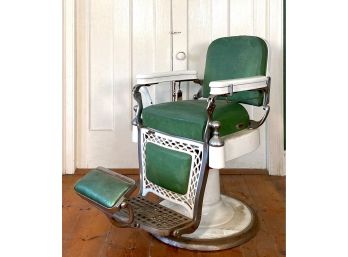 Antique Emil Paidar Co Chicago - Reclining Barber Chair With 2 Blade Sharpening Straps