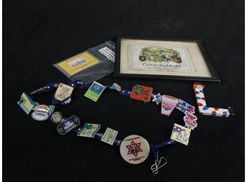 Maccabi Games Pin Collection & First Hanukah Stamp