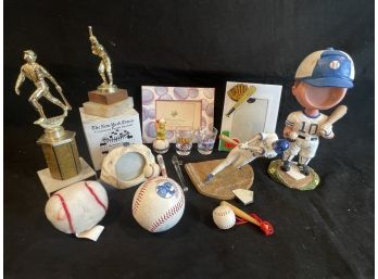 Trophy And Baseball Frame Lot