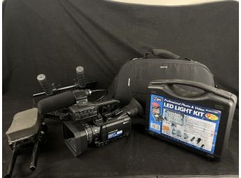 Sony Camcorder, Shoulder Rig And Accessories
