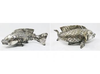 Pair Of Vintage Metal Koi Fish