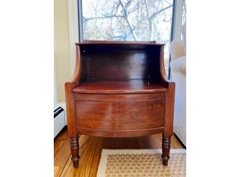 Antique Solid Mahogany 2 Tier Bow Front English Commode Table