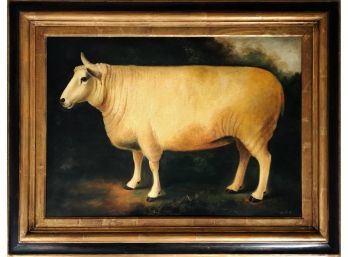 Oil On Canvas, Charming Portrait Of A Sheep, Signed