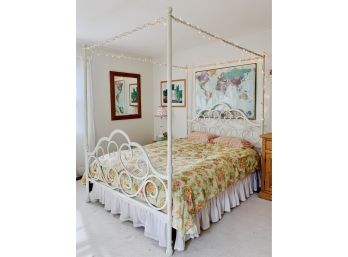 Pottery Barn Teen Metal Canopy Bed - Queen Size