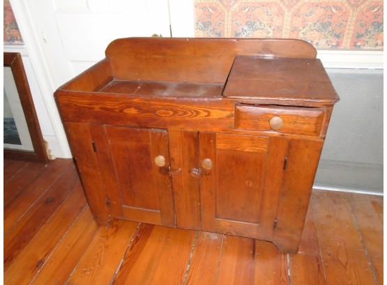 Antique Pine Dry Sink With Contents