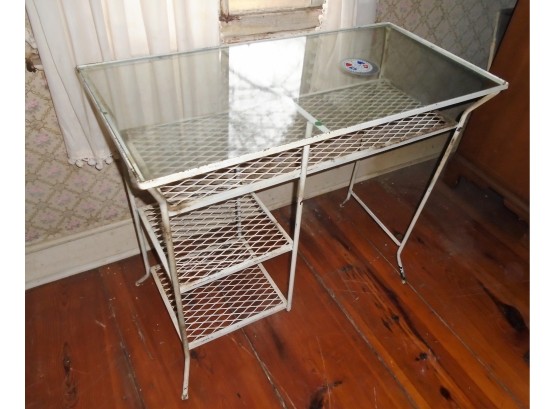 Rod Iron Two Tier Glass Top Table