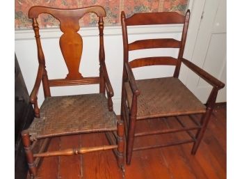 Pair Of Incredible Antique Caned Seat Chairs