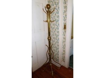 Vintage Brass Hall Tree Coat Rack