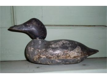 Antique Wooden Duck Decoy With Glass Eyes