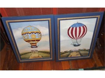 Two Framed Alexandra Churchill Hot Air Balloon Prints