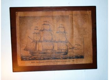 Old Ship Print On Wood Board