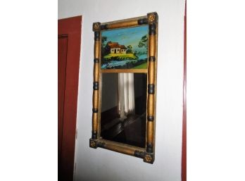 Stunning Antique Federal Style Reverse Painted Mirror