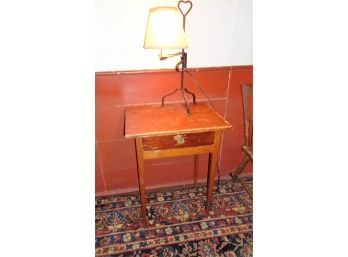 Single Drawer Sheraton Style Table & Rod Iron Lamp