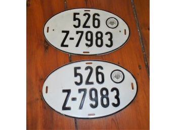 Vintage Pair Of German License Plates