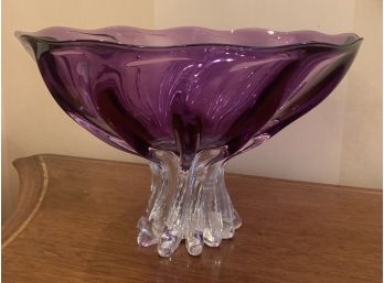 Large Heavy Fluted Amethyst Bowl
