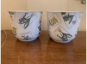 Two Tiffany & Co. Painted Porcelain Planters