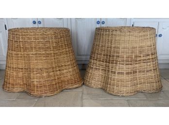 Pair Large Wicker Side Tables