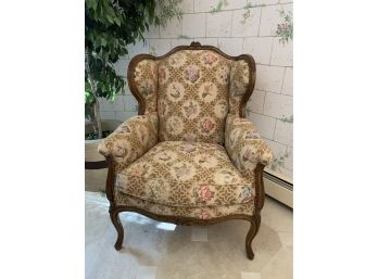 Beautifully Carved & Upholstered Oversized Wing Chair