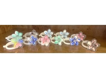 Eleven Hand Blown Floral Napkin Rings/place Holders