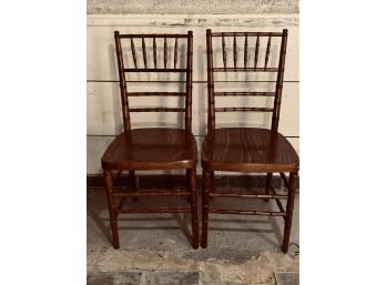 Group Of Eight Wood Banquet Chairs (two Showing)