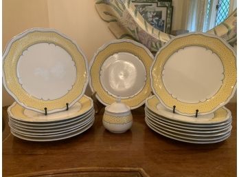 Sango Dinner Plates, Platter & Lidded Sugar Bowl - 16 Pieces