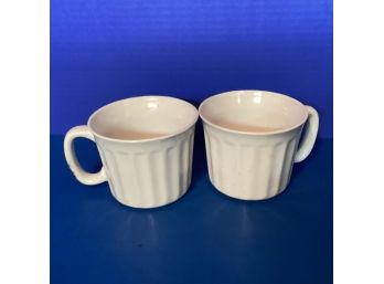 Pair White Ribbed Soup Cups