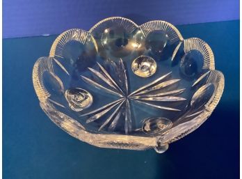 Vintage Clear Glass Round Footed Candy Dish